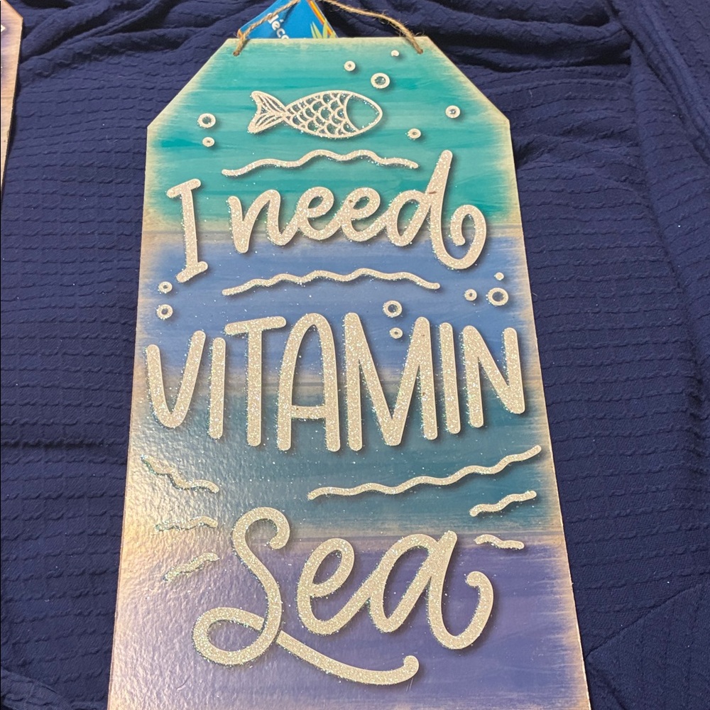 Beach Sign "I Need Vitamin Sea" - Teal to Purple Ombre
